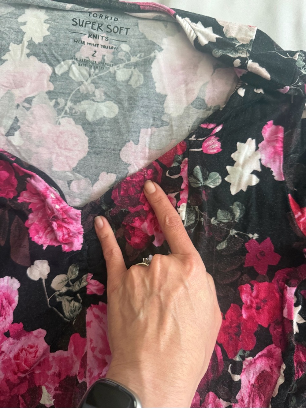 Torrid Super Soft Floral Fit & Flare Midi Dress Black Pink Size 2 2X - Picture 10 of 10